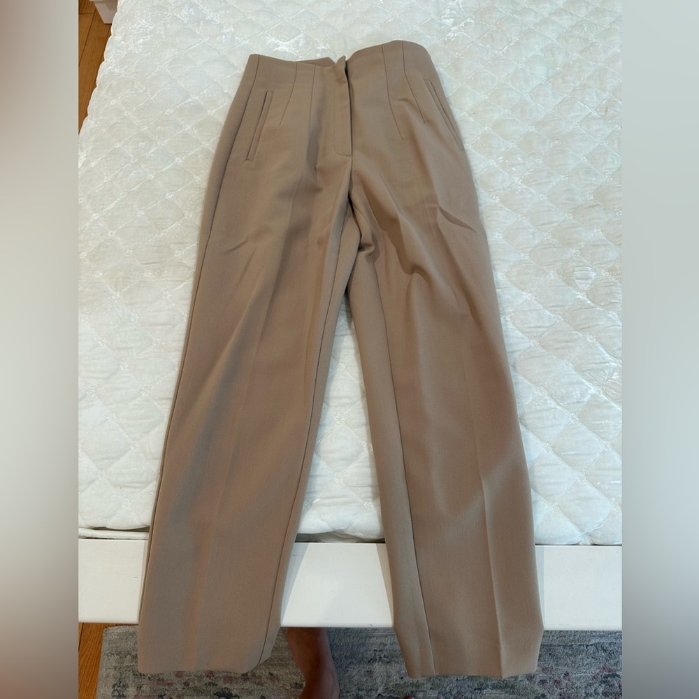 Zara Beige High Waisted Trouser Size Medium